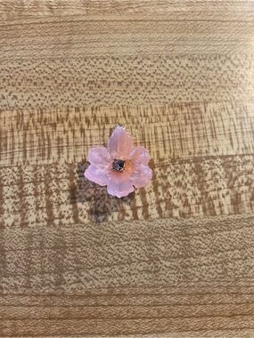 Delicate pink Flower Charm with rhinestone or cz center.